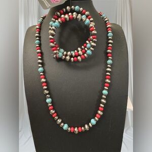 Elegant Beaded Necklace and Bracelet Set